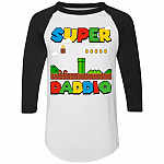 Super Daddio Fathers Day 3/4 Raglan Jersey Shirt - Baseball Tee, White/Black, Raglan Jersey