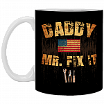 Daddy Mr Fix It - Mr Fix It Ceramic Coffee Mug - Beer Stein - Water Bottle - Color Changing Mug, Black, 11 oz. White Mug