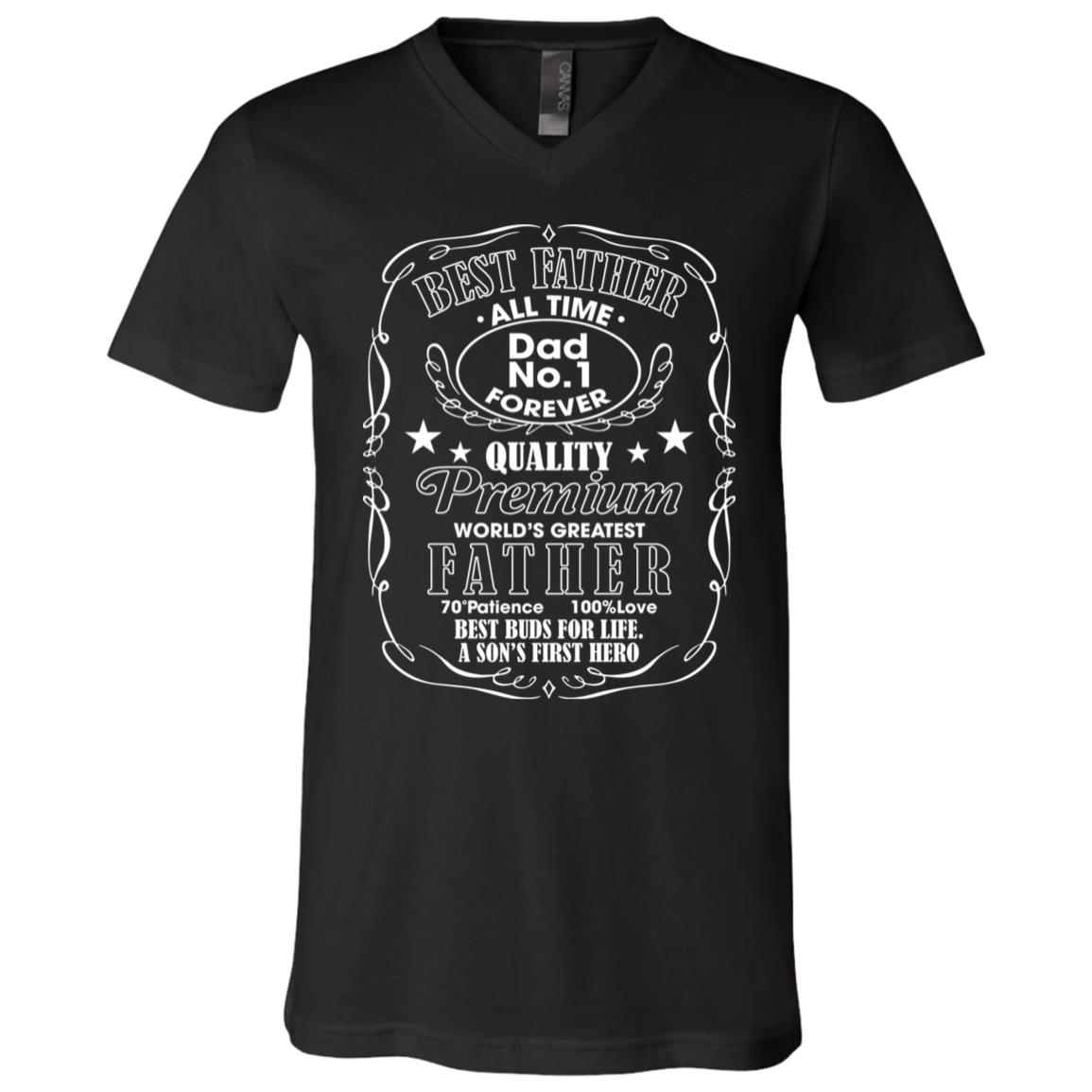 Happy Father's Day Best Father Premium Dad World's Greatest No.1 T-Shirt - V-Neck Tee, Black, V-Neck T-Shirt Happy Father's Day Best Father Premium Dad World's Greatest No.1 T-Shirt - V-Neck Tee, Black, V-Neck T-Shirt