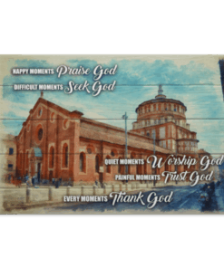 Happy Moments Praise God Difficult Moments Seek God Church Framed Canvas - Unframed Poster - Decor Wall Art, White, 0.75'' Framed Canvas