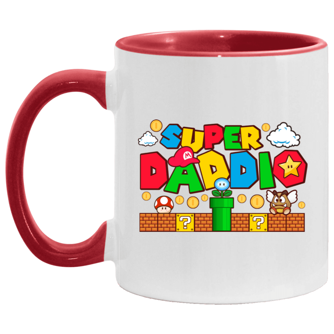 Super Daddio Accent Mug - Game Mugs, White/Red, 11 oz. Accent Mug
