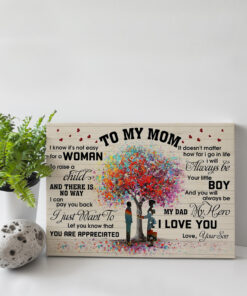 Alternative view of From Son to My Mom I Know It's Not Easy for a Woman to Raise a Child Framed Canvas - Unframed Poster