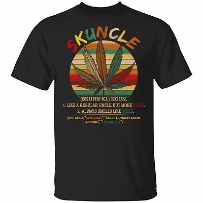 Vintage Skuncle Like A Regular Uncle But More Chill T-Shirt - Uncle Weed Shirt, Black, Unisex T-Shirt