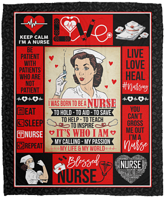 I Was Born To Be A Nurse To Hold To Aid To Save Fleece Blanket - Premium Sherpa Blanket - Woven Blanket, White, Cozy Plush Fleece Blanket - 50x60