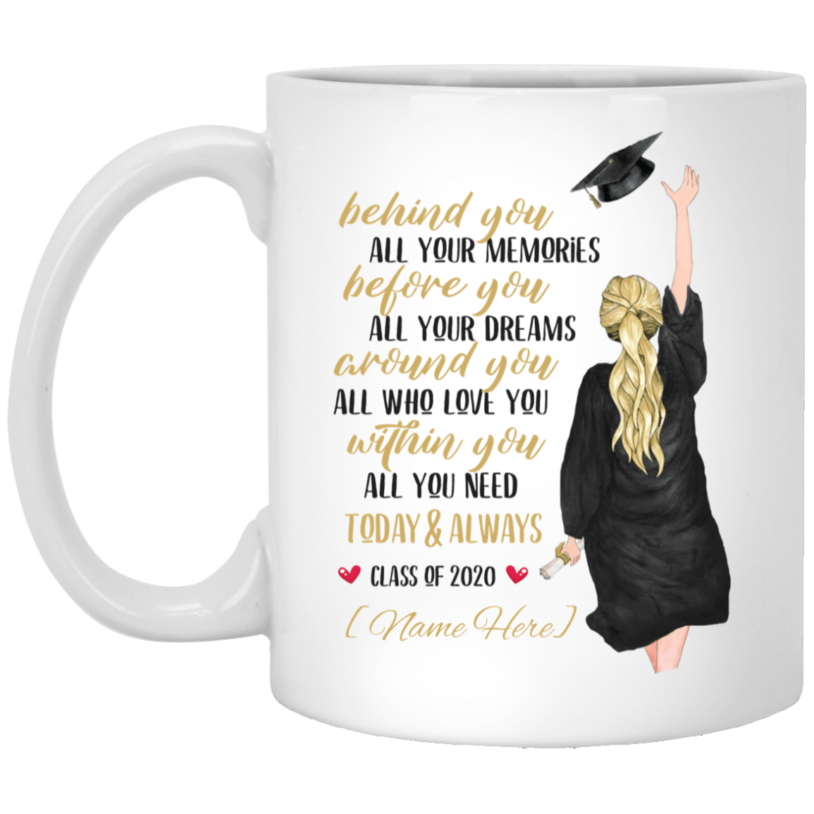 Personalized Behind You All Your Memories Before You All Your Dreams Coffee Mug - Water Bottle - Color Changing Mug, White, 11 oz. White Mug