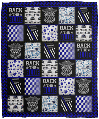 Back The Blue Thin Blue Line Police Officer Fleece Blanket - Premium Sherpa Blanket - Woven Blanket, White, Cozy Plush Fleece Blanket - 50x60