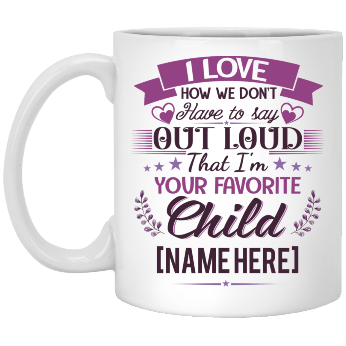 Personalized I Love How We Don't Have To Say Out Loud Coffee Mug - Beer Stein - Water Bottle, White, 11 oz. White Mug