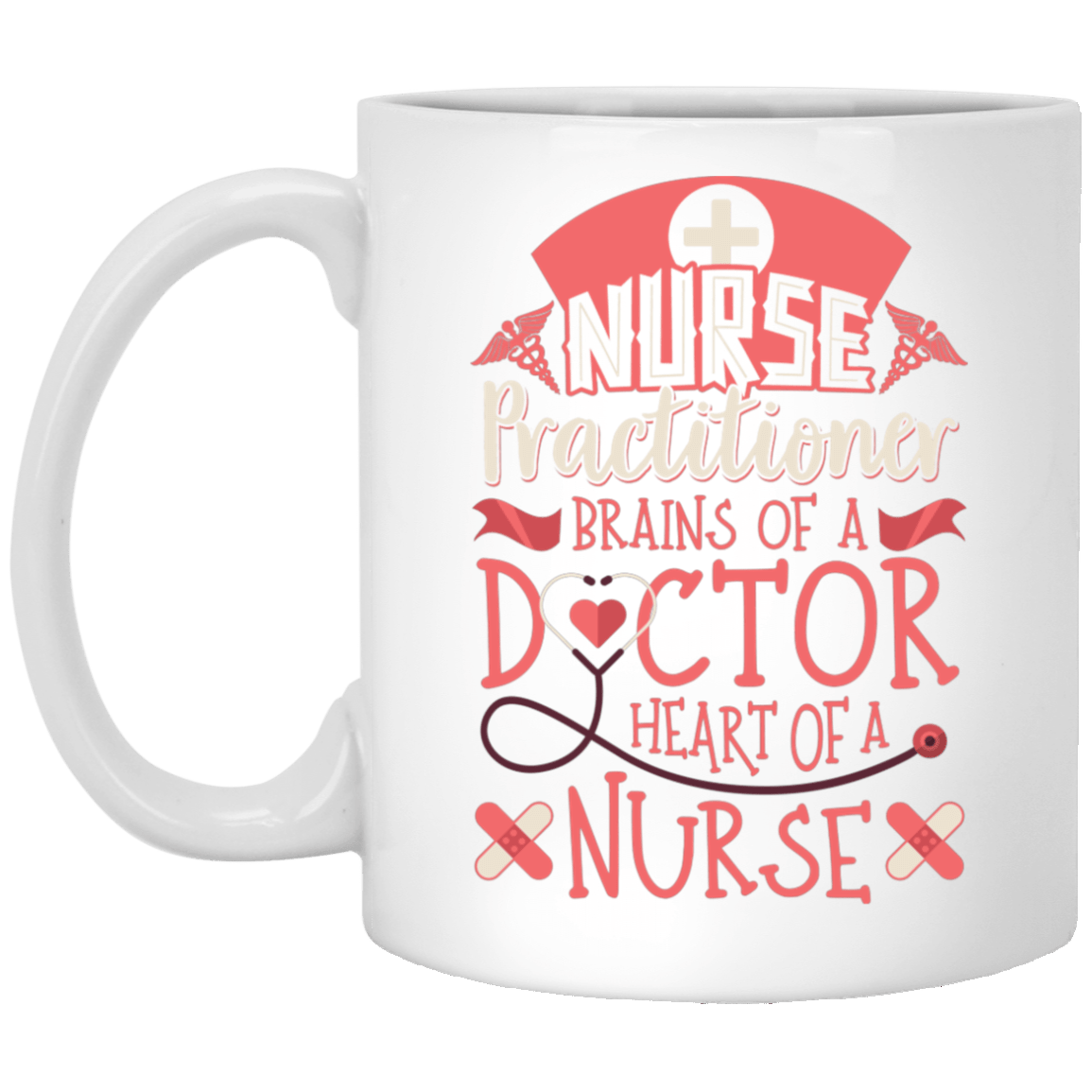 Nurse Practitioner Brain of of Doctor Ceramic Coffee Mug - Beer Stein - Water Bottle - Color Changing Mug, White, 11 oz. White Mug