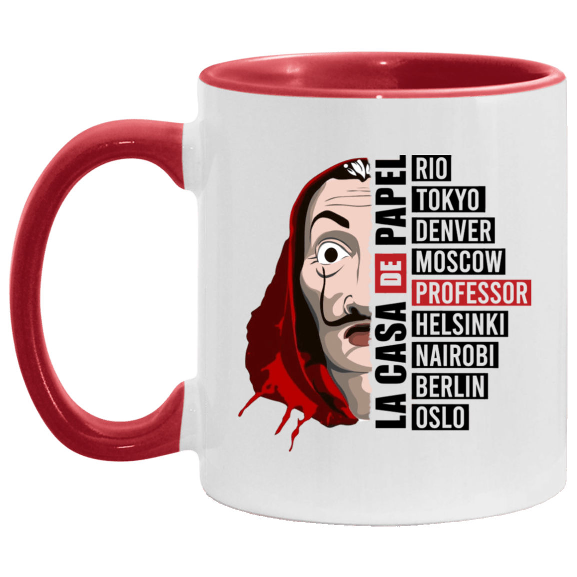 Professor Tokyo Berlin Accent Mug, White/Red, 11 oz. Accent Mug