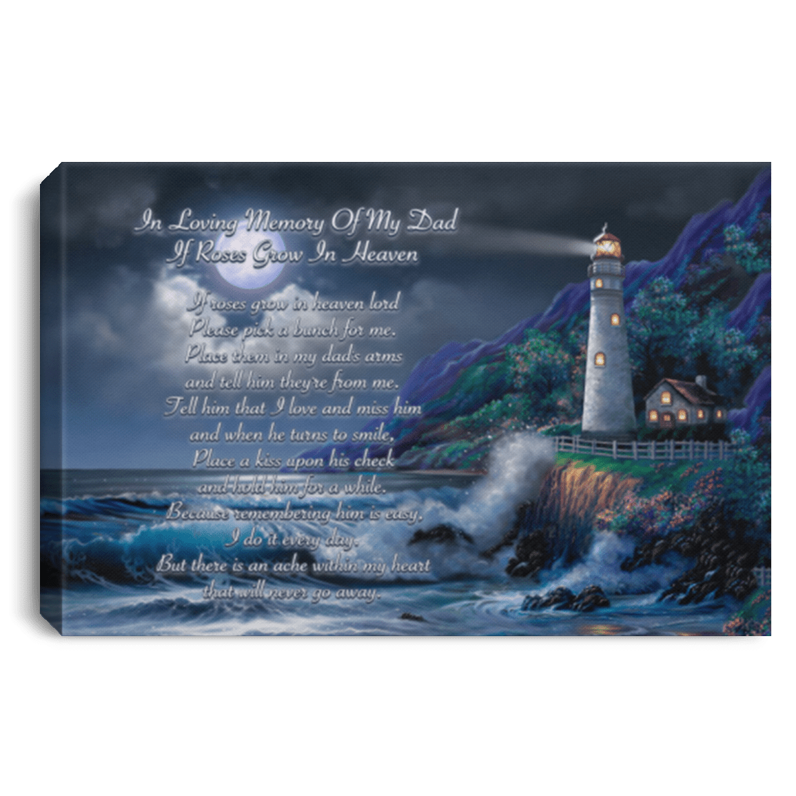 For Dad If Roses Grow In Heaven From Daughter Gallery Wrapped Framed Canvas Prints - Unframed Poster, White, 0.75'' Framed Canvas
