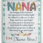 Personalized Nana We Hugged This Blanket We Squeezed It Really Tight Fleece Blanket - Premium Sherpa Blanket, White, Cozy Plush Fleece Blanket - 50x60
