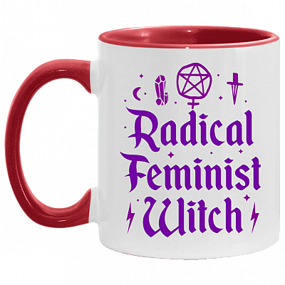 Radical Feminist Witch Accent Coffee Mug, White/Red, 11 oz. Accent Mug