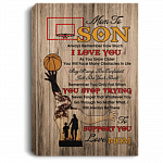 Mom To Son Always Remember How Much I Love You Framed Canvas - Unframed Poster - Basketball Wall Art, White, 0.75'' Framed Canvas