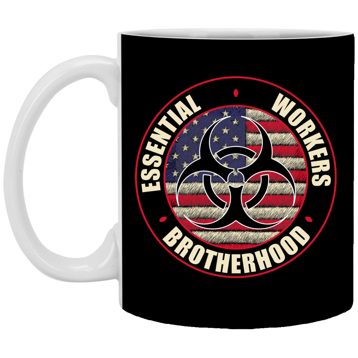 Essential Workers Brotherhood Essential Employee 2020 Ceramic Coffee Mug - Beer Stein - Water Bottle, Black, 11 oz. White Mug
