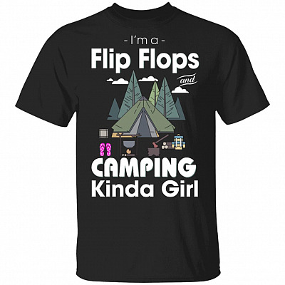 Flip Flop and Camping Kinda Girl Shirt, Black, Unisex T-Shirt