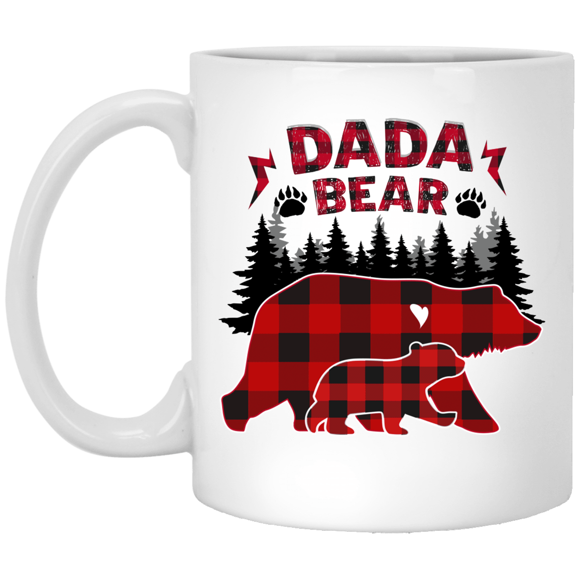 Dada Bear Ceramic Coffee Mug - Beer Stein - Water Bottle - Color Changing Mug - Gift For Daddy Dad Mug, White, 11 oz. White Mug