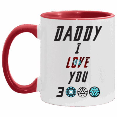 Daddy I Love You 3000 Accent Mug - Love You Three Thousand Mug, White/Red, 11 oz. Accent Mug