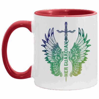 Her Guardian - His Angel Wings Couple Accent Mug, White/Red, 11 oz. Accent Mug
