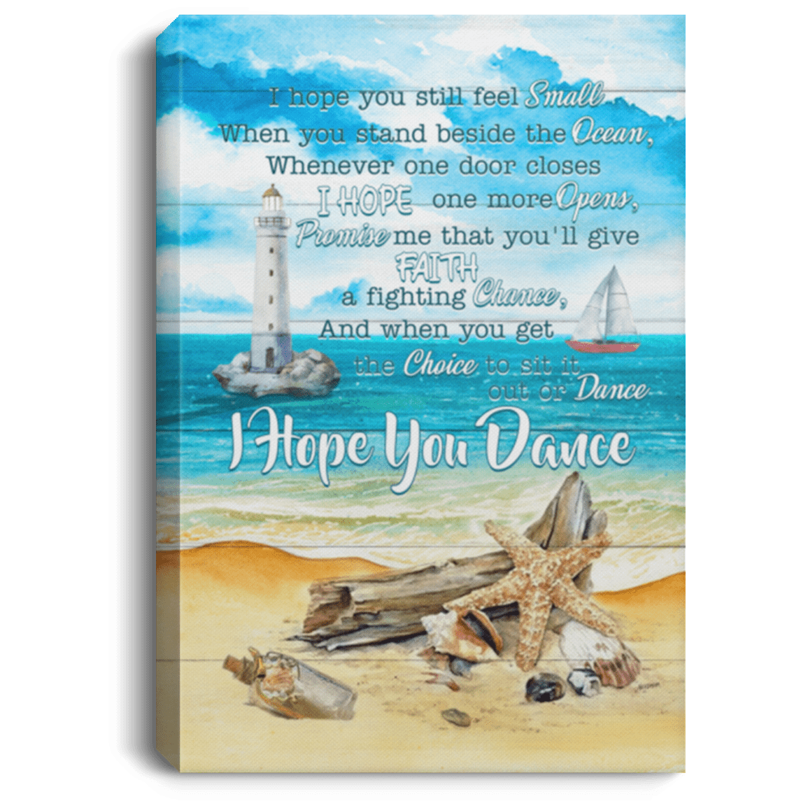 I Hope You Still Feel Small When You Stand Beside the Ocean Gallery Wrapped Framed Canvas Prints - Unframed Poster - Home Decor Wall Art, White, 0.75'' Framed Canvas