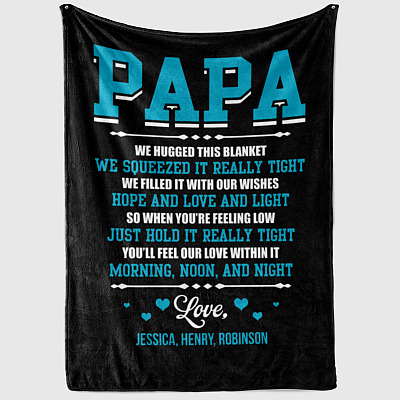Alternative view of Personalized Papa We Hugged This Blanket We Squeezed It Really Tight Fleece Blanket - Premium Sherpa Blanket