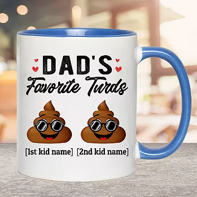 Alternative view of Personalized Dad's Favorite Turds Funny Personalized Family Accent Mug