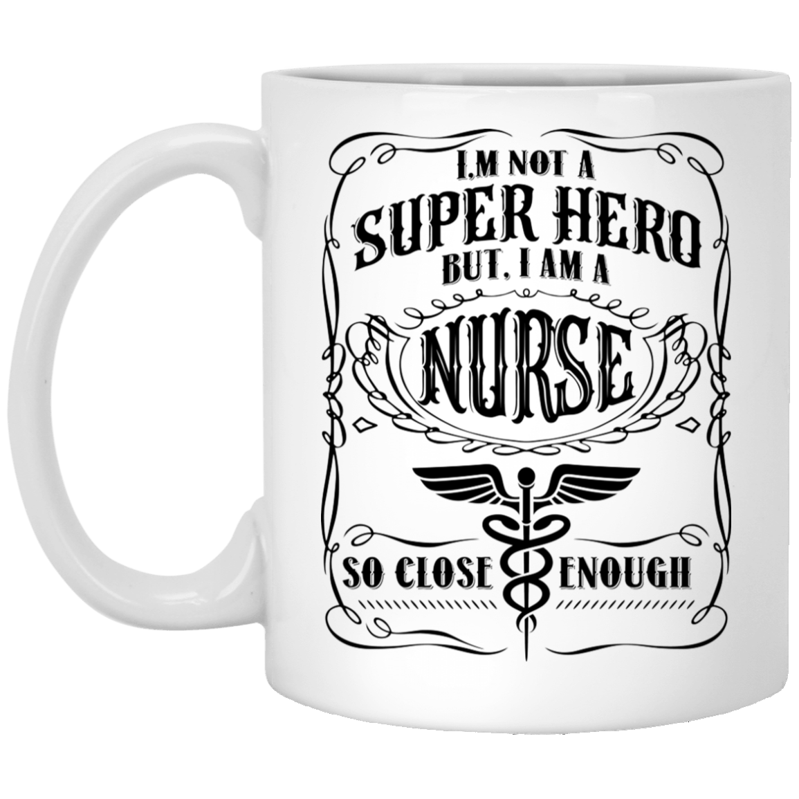 I'm Not A Super Hero But I Am A Nurse So Close Enough Gift For Nurse 2020 Ceramic Coffee Mug - Color Changing Mug, White, 11 oz. White Mug