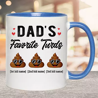 Alternative view of Personalized Dad's Favorite Three Turds Funny Personalized Family Accent Mug