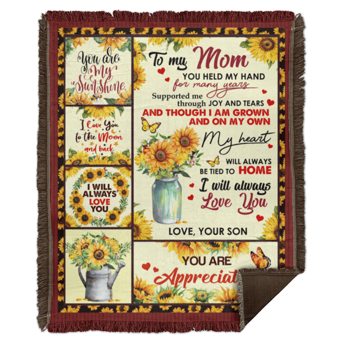 To My Mom Sunflower Blanket To My Mom Held My Hand For Many Years Blanket CubeBik