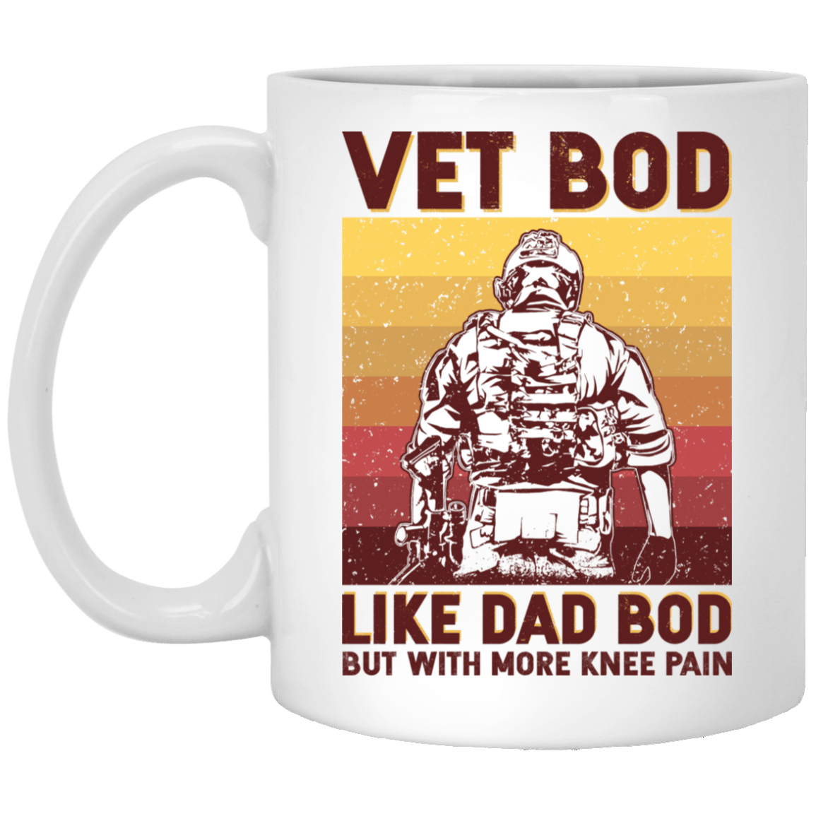 Vet Bod Like Dad Bod but with More Knee Pain Vintage Accent Mug, White, 11 oz. White Mug