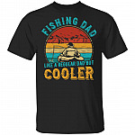 Fishing Dad Like A Regular Dad But Cooler Vintage T-Shirt - Cooler Shirt, Black, Unisex T-Shirt
