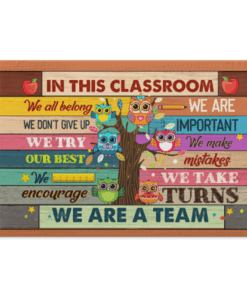 In This Classroom We All Belong We Don't Give Up Gallery Wrapped Framed Canvas Prints - Unframed Poster, White, 0.75'' Framed Canvas