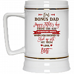 Personalized Dear Bonus Dad Happy Father's Day from the Kid Inadvertently Beer Stein, White, 22 oz. Beer Stein