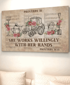 Alternative view of Proverbs 31 She Works Willingly with Her Hands Gallery Wrapped Framed Canvas Prints - Unframed Poster