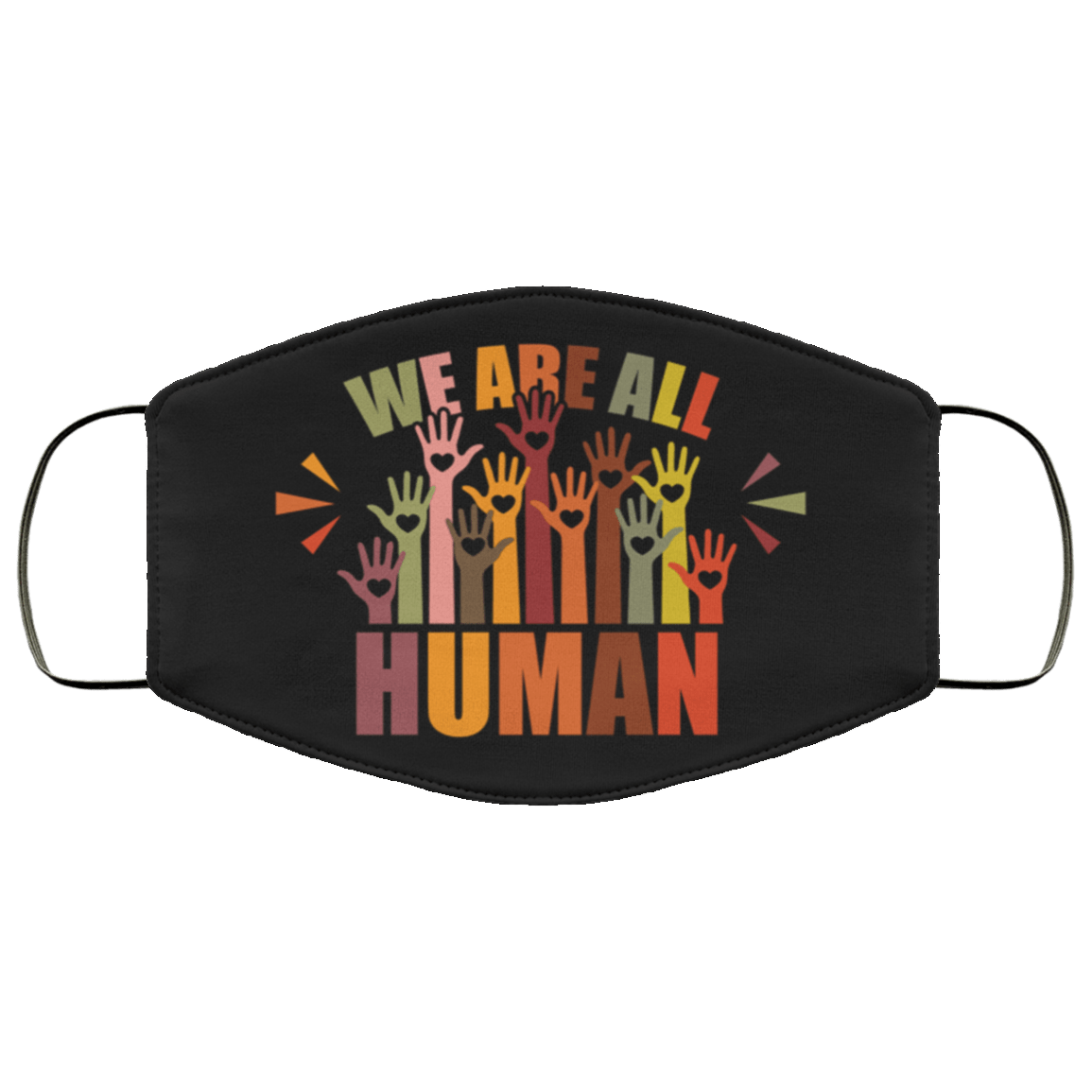 We Are All Human LGBTQ Gift Washable Reusable Custom – Printed Cloth Face Mask Cover, White, Cloth Face Mask