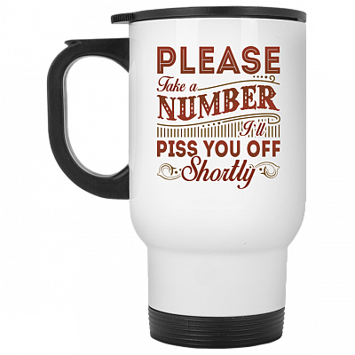 14 oz. White Travel Mug
