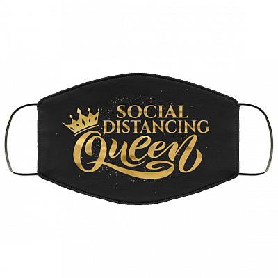 Social Distancing Queen Washable Reusable Custom – Printed Cloth Face Mask Cover, Black, Cloth Face Mask