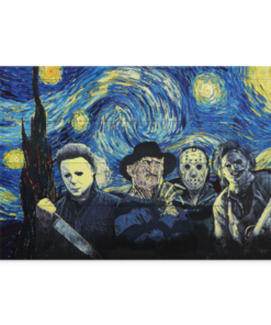 Starry Horror Character Night Halloween Framed Canvas Print - Unframed Poster, White, 0.75'' Framed Canvas