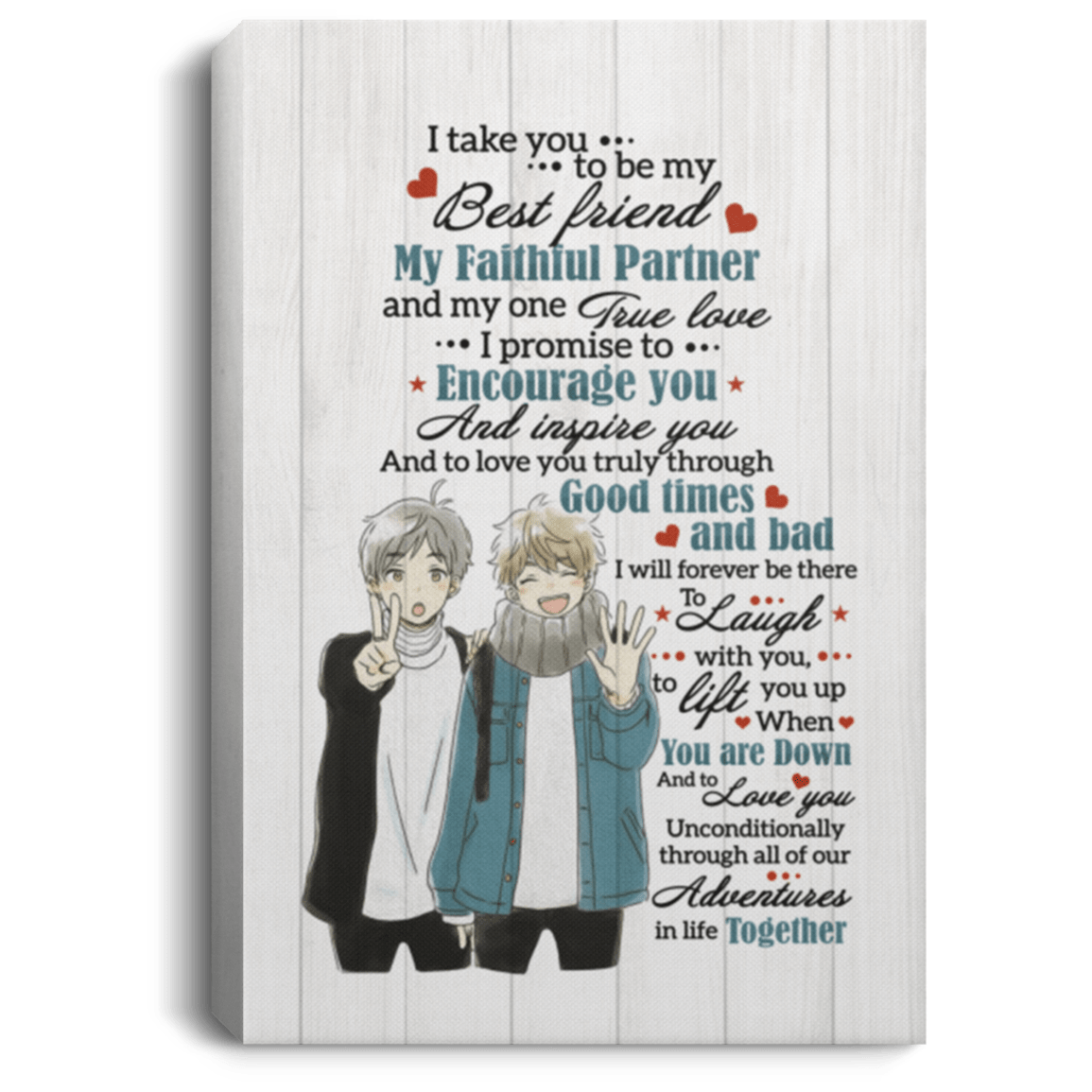 I Take You to Be My Best Friend My Faithful Partner - Boy Best Friend Gallery Wrapped Framed Canvas Prints, White, 0.75'' Framed Canvas