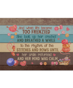 And When Life Became Too Frenzied She Took Up Her Crochet Framed Canvas - Unframed Poster - Home Decor Wall Art, White, 0.75'' Framed Canvas