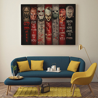 Alternative view of Character Halloween Scary Nun Jason Penny Freddy Chuck-y Framed Canvas - Unframed Poster