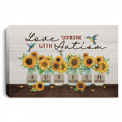 Love Someone With Autism Framed Canvas - Unframed Poster, White, 0.75'' Framed Canvas