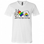 Peace Love Free Mom Hugs Elephant LGBT T-Shirt - V-Neck - LGBT Pride Shirt, White, V-Neck T-Shirt Peace Love Free Mom Hugs Elephant LGBT T-Shirt - V-Neck - LGBT Pride Shirt, White, V-Neck T-Shirt