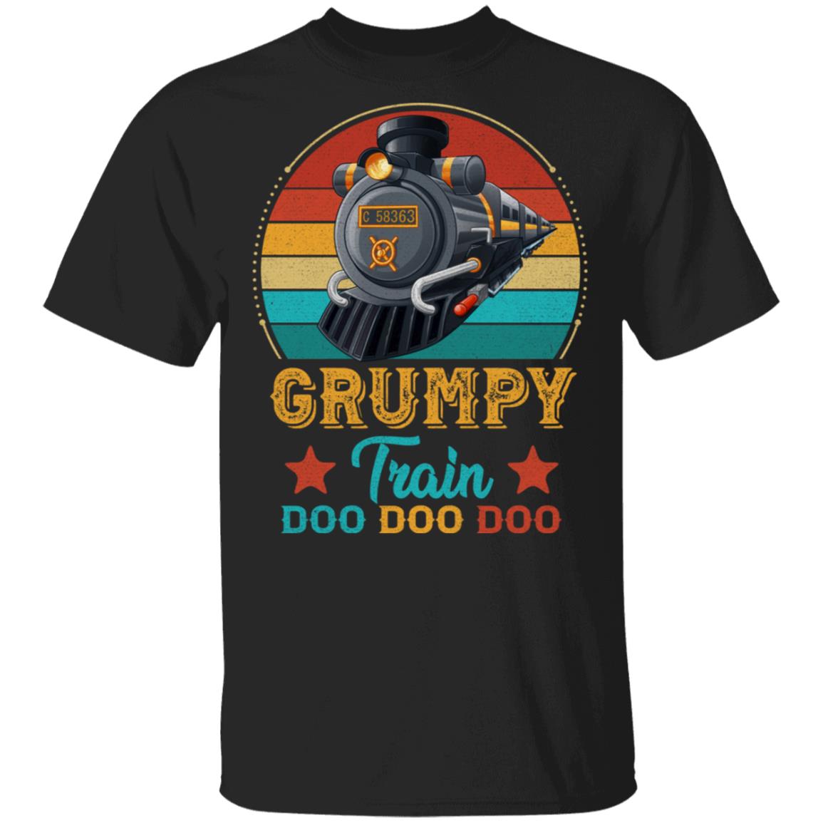 Grumpy Train Doo Doo Doo Vintage Retro T-Shirt - Train Grandpa Gifts, Black, Unisex T-Shirt Grumpy Train Doo Doo Doo Vintage Retro T-Shirt - Train Grandpa Gifts, Black, Unisex T-Shirt