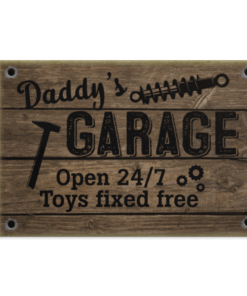 Daddy's Garage Open 24 7 Toys Fixed Free - Funny Papa Gift Framed Canvas - Unframed Poster - Home Decor Wall Art, White, 0.75'' Framed Canvas