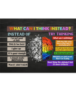 What Can I Think Instead Classroom Motivation Gallery Wrapped Framed Canvas Prints - Unframed Poster, White, 0.75'' Framed Canvas