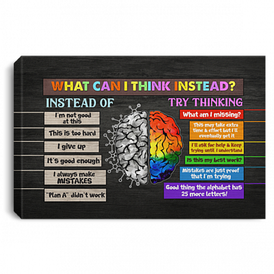 What Can I Think Instead Classroom Motivation Gallery Wrapped Framed Canvas Prints - Unframed Poster, White, 0.75'' Framed Canvas