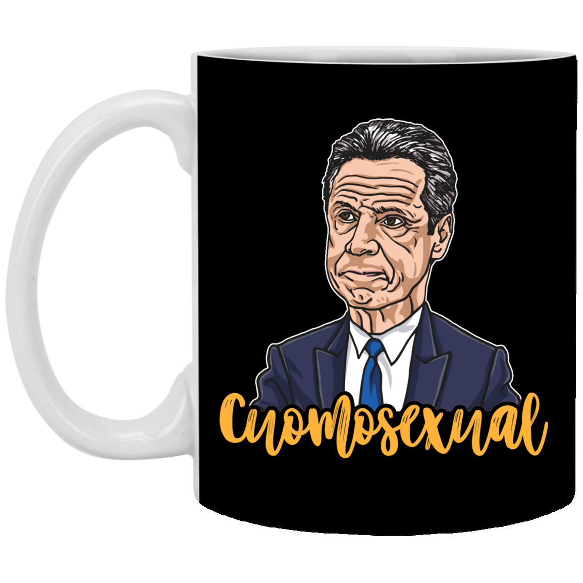 Cuomosexual Ceramic Coffee Mug - Beer Stein - Water Bottle - Governor Cuomo Cuomosexual Lover Gift, Black, 11 oz. White Mug
