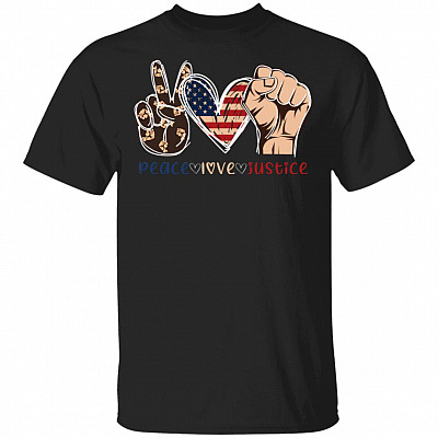 Love Peace Justice T-Shirt - Black Lives Matter Shirt, Black, Unisex T-Shirt