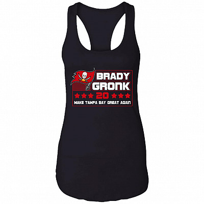 Brady Gronk 20 Make Tampa Bay Great Again Cotton Tank Top Tee - Ladies Racerback Tank, Black, Ladies Racerback Tank