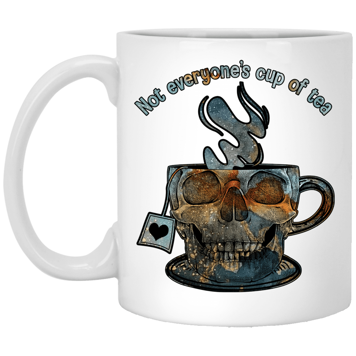 Not Everyone's Cup Of Tea Funny Skull Ceramic Coffee Mug - Beer Stein - Water Bottle - Color Changing Mug, White, 11 oz. White Mug
